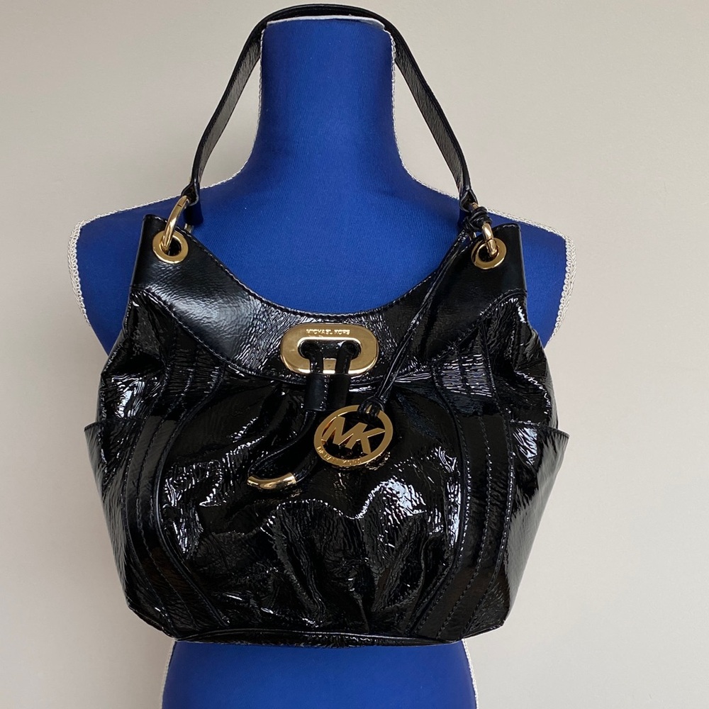 Michael Kors Shiny Black Shoulder Bag